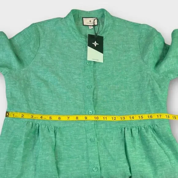Tuckernuck Lydell Maxi Shirt Dress Cotton Linen Sea Green XXS NWT